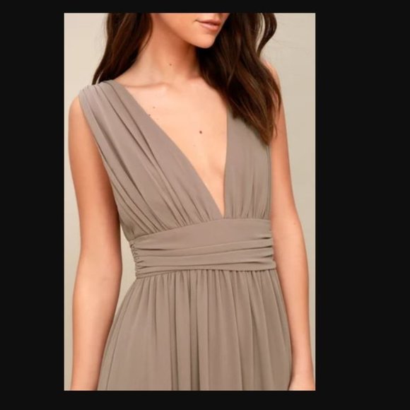 Lulu's Heavenly Hues Taupe Maxi Dress - Picture 2 of 6